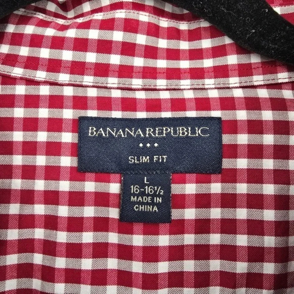 Banana Republic Slim Fit Button Down Shirt Gingham Check Long‎ Sleeve L